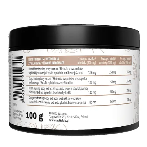 Смесь экстрактов грибов ActivLab Mushroom Blend, 100 грамм - фото 2