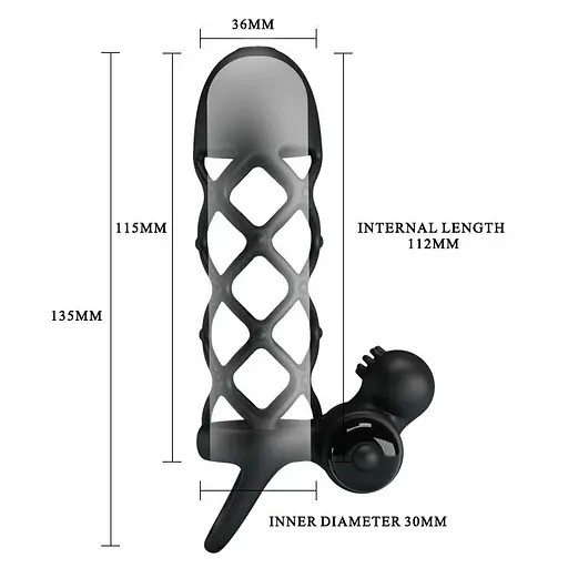 Насадка на пенис Pretty Love Vibro Penis Sleeve I 13.5 см черный - фото 5