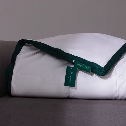 Ковдра MirSon Imperial Satin Luxe зимова 110х140 см біла із зеленим кантом - фото 13