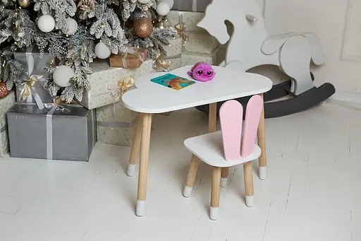 Дитячий стіл Хмарка і стільчик Зайчик (Білий з рожевим) - фото 6