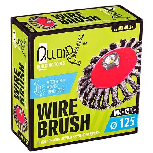 Щітка конусна Alloid Building Tools WB-40125 кручений дріт 125 мм (WB-40125) - фото 4