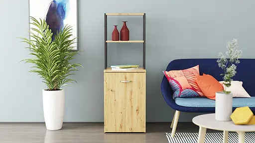 Стіл-тумба трансформер Смарт 4/1 з етажеркою Ferrum-decor 1430x1450x500 Чорний метал ДСП Дуб Артизан 16 мм (FRD-105128) - фото 7