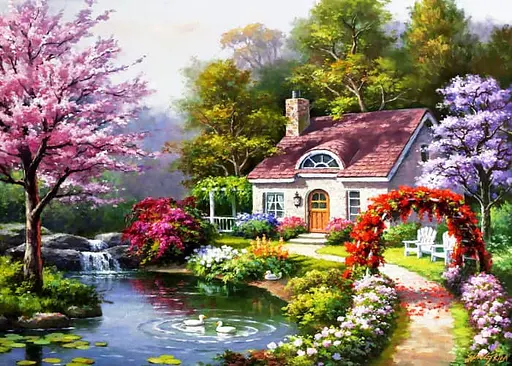 Пазл Anatolian Весенний коттедж в самом цвету 1500 эл. (4556) - фото 2