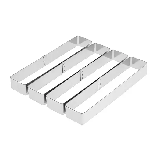 Металлические прямоугольные формочки порционные для эклеров пирожных и тарталеток 20х4х2.5 см (набор из 4 шт.), Master Class Серый 87796 - фото 3