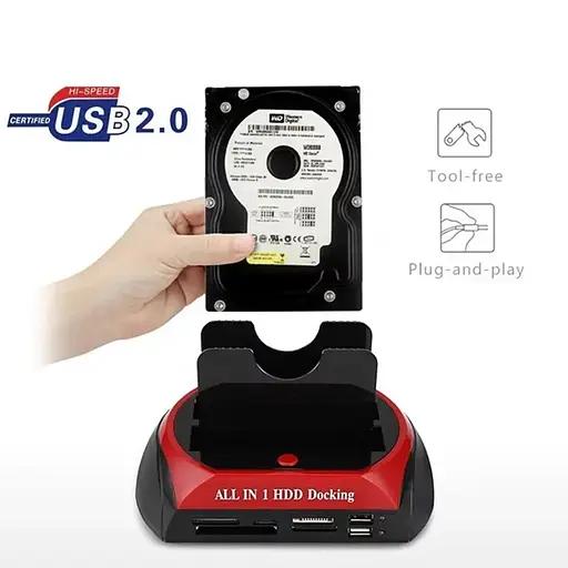 Док станция для HDD Kkmoon 875 для жестких дисков 2.5-3.5 дюйма с кардридером - фото 2