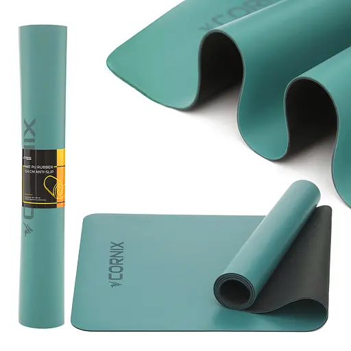 Килимок спортивний Cornix PU 183 x 68 x 0.4 см для йоги та фітнесу XR-0318 Turquoise - фото 1