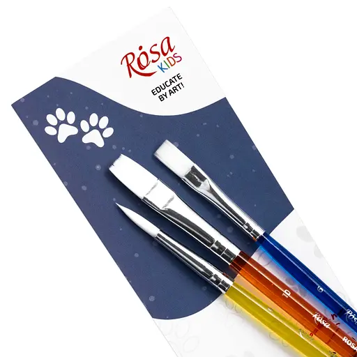 Набір пензлів №4 синтетика 3 шт кругла (№6) плоска (№6 10) Rosa Kids - фото 2