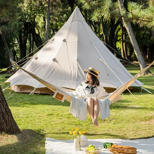 Одноместный гамак без опрокидывания Naturehike NH20DC001 хлопок (300 х 90см) Коричневый - фото 7