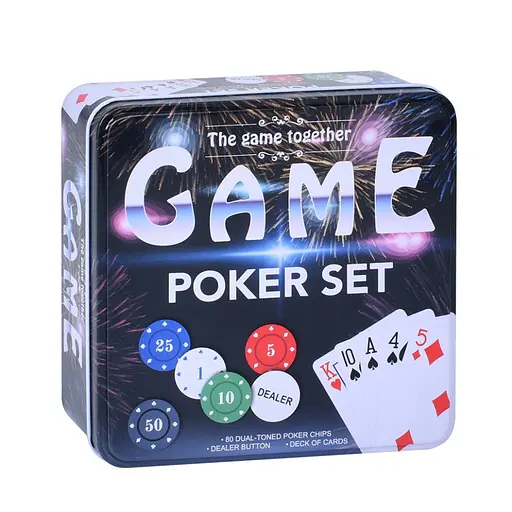 Настільна гра "Покер" Bambi TD202315 фішки 80 шт з номіналом, карти - фото 2