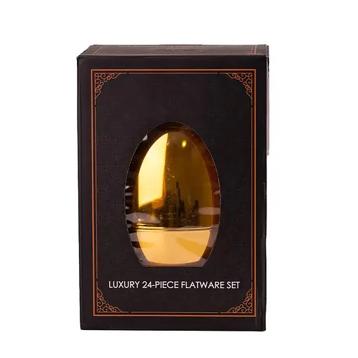 Набор столовых приборов TS Kitchen на 6 персон из нержавеющей стали 24 штуки в яйце Золото - фото 4