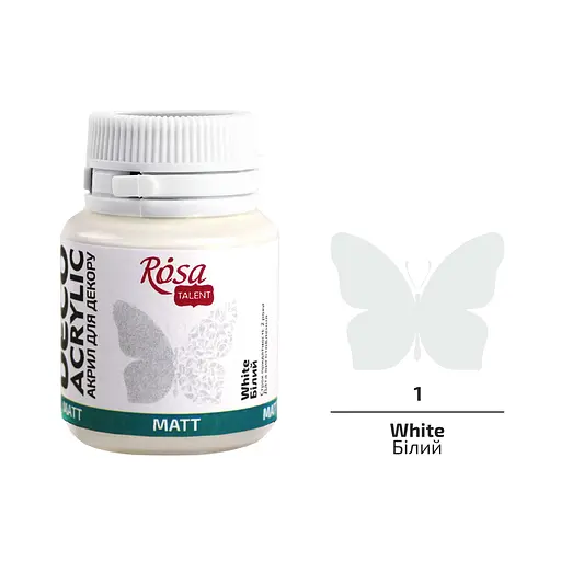 Акрил для декора Белый матовый (01) 20 мл Rosa Talent - фото 1
