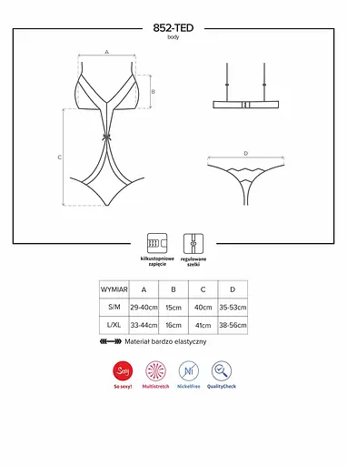 Боди Obsessive 852-TED-1 L/XL черный - фото 7