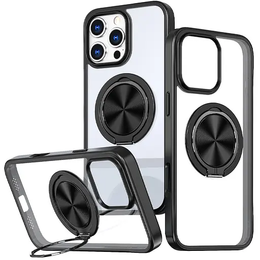 Чохол Epik TPU+PC Metal Ring with MagSafe для Apple iPhone 16 Pro 6.3 Чорний - фото 1