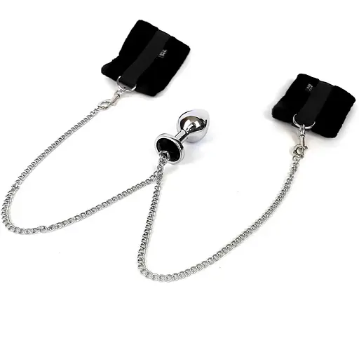 Наручники з металевою анальною пробкою Art of Sex Handcuffs With Metal Anal Plug Size M Black - фото 3