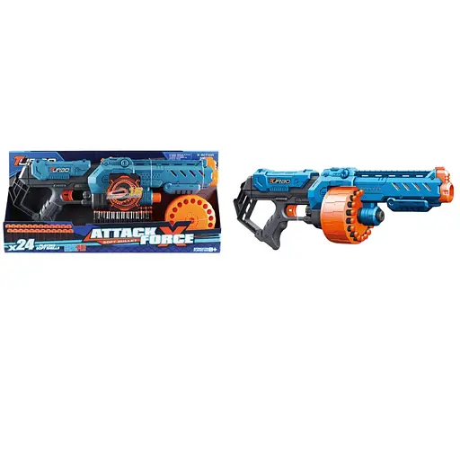 Игрушечный детский пулемет механический с барабаном и мягкими патронами (24 шт.)(57 х 19см) - фото 1