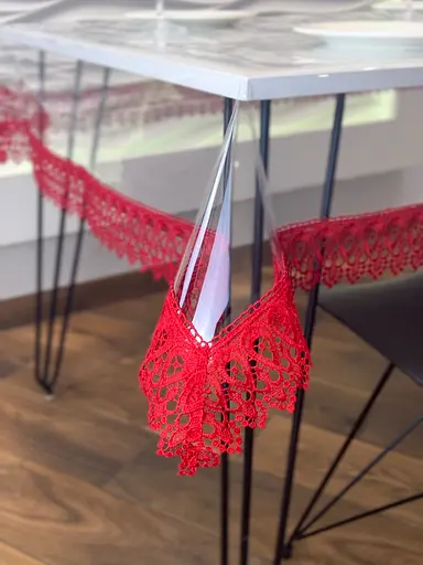 Силиконовая скатерть с красным кружевом 7 см 250х180 см - фото 7