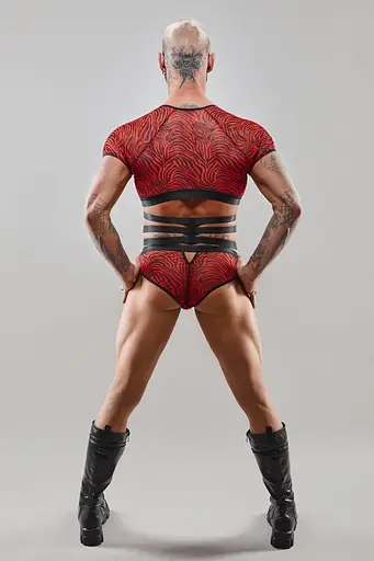 Топ із короткими рукавами Regnes Fetish Planet M (чорний з червоним) - фото 12