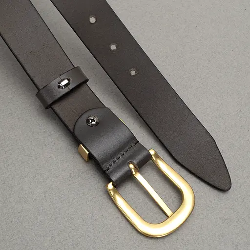 Ремінь шкіряний жіночий HC-3092 коричневий із золотою пряжкою (130 см) - фото 5