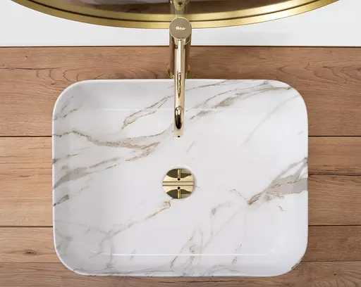 Умивальник Rea Demi aiax накладний мармур REA-U4100, Мармур - фото 5