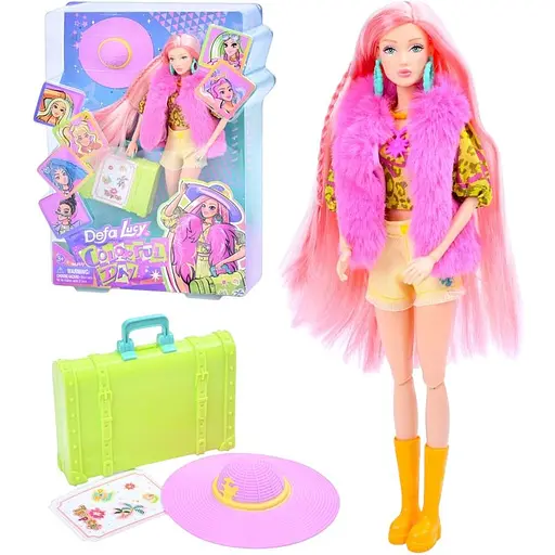 Лялька DEFA, 29 см, шарнірна, валіза, капелюх