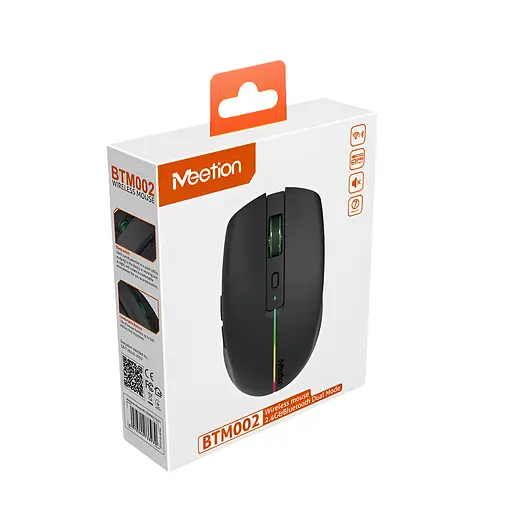 Беспроводная мышь MEETION BTM002 с RGB подсветкой 2.4G+Bluetooth черная - фото 3