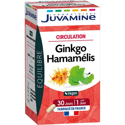Натуральная добавка Juvamine Циркуляция Гинкго + гамамелис 30 капсул