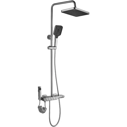 Душовя система Rea Rob з термостатом і виливом nikiel brushed REA-P6624, Нікель - фото 1