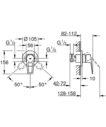 Набір гігієнічного душу прихованого монтажу Grohe BauLoop New UA2904200B, Хром - фото 6