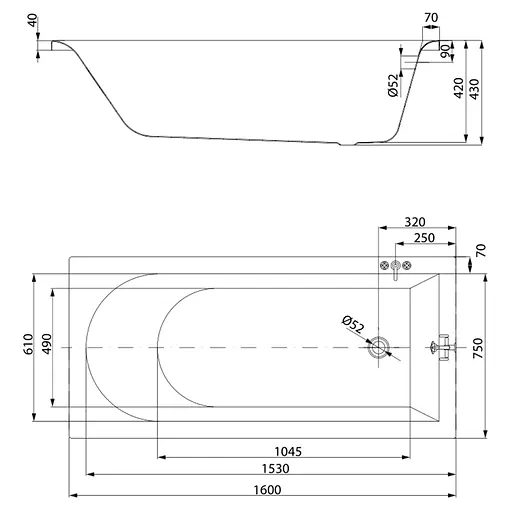 Ванна акриловая Cersant Cty 160x75 с ножками S301-335 Белый - фото 3