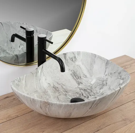 Умивальник Rea Dora Stone накладний REA-U5066, Сірий - фото 2