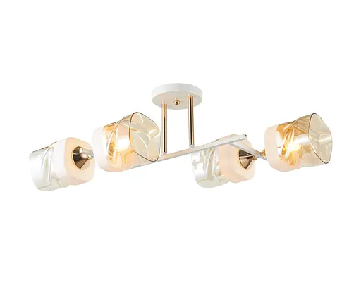 Люстра стельова на 4 плафони 6358-4 (Білий+Золото)