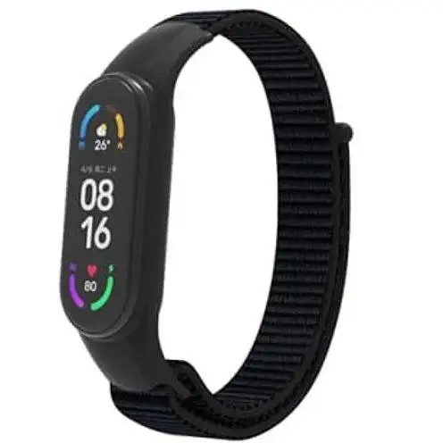Ремешок Nylon Mi Band 3/4/5/6/7 Черный (05) - фото 1
