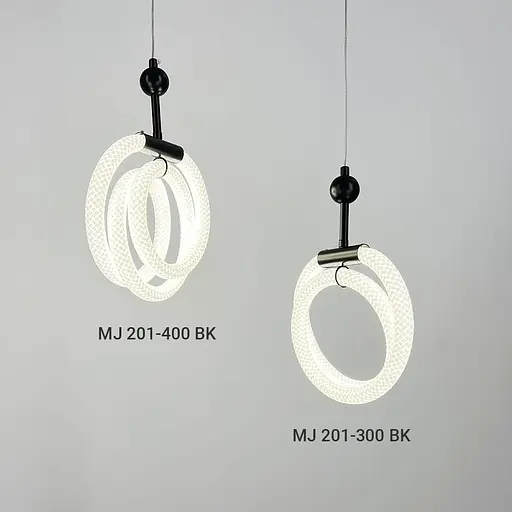 Чорний підвіс із трьома завитками обплетеного неону 33 Вт | Арт. MJ 201-400 BK | Line F - фото 6