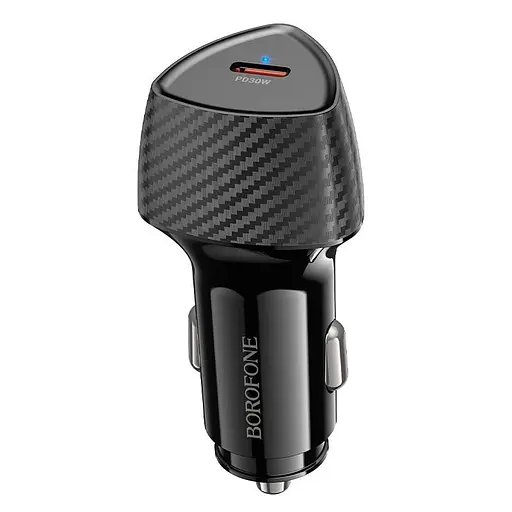 Адаптер автомобильный Borofone Solid single-port PD car charger BZ31B | 1Type-C, 30W/3A, PD/QC| - фото 1