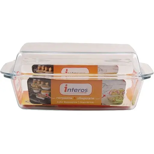 Кастрюля стеклянная Interos из жаропрочного стекла прямоугольная 3 л (8102) - фото 2