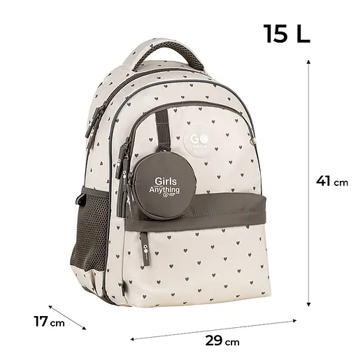 Рюкзак GoPack Education 182M Beige Polka Dots Бежевий (GO26-182M-3) - фото 2