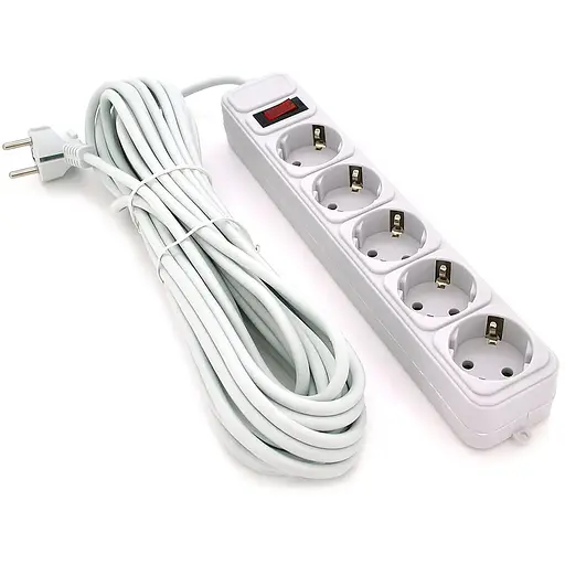 Мережевий подовжувач Gembird SP5, 220В 10А, 5 розеток, 10 м, Gray, Q20