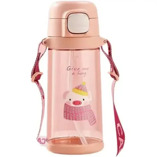 Пляшка для води Casno 690 мл KXN-1219 Рожева (Свинка) з соломинкою (KXN-1219_Pink) - фото 1