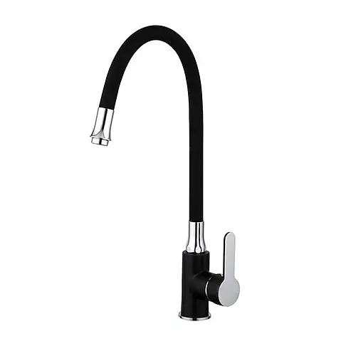 Смеситель для кухни гибкий излив U гайка черный/хром Ø35 Frap 1/10 F4042 Черный матовый - фото 1