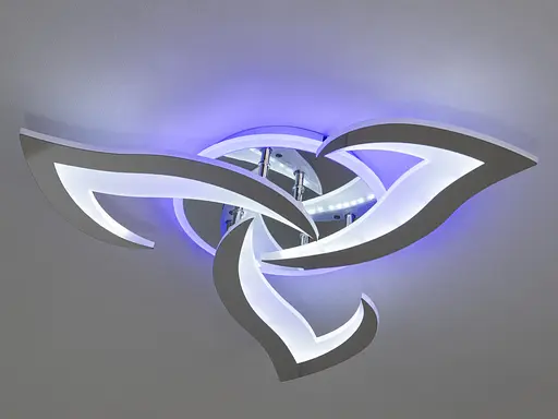 Стельова світлодіодна люстра з пультом, димером, 45W, хром - фото 2