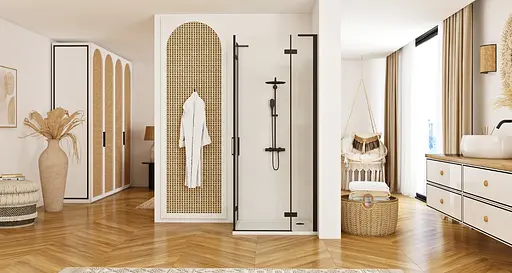 Душевая кабина Rea Hugo 80x80 двойная black REA-K6600, Черный, Универсальная, прозрачная - фото 4