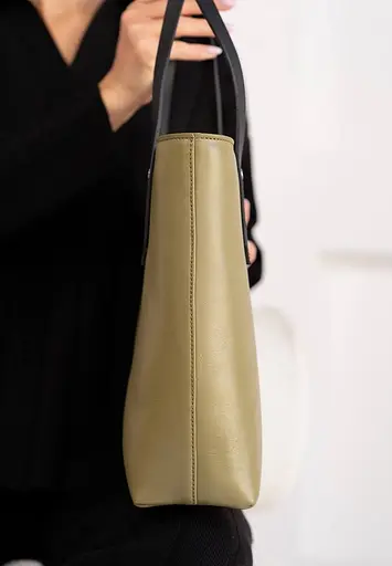 Шкіряний шоппер Walker Mini оливковий краст - фото 6