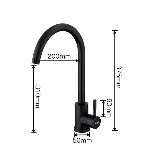 Смеситель для кухни U-гусак гайка Черный Ø35 Frap 1/10 F40899-4 Черный матовый - фото 5