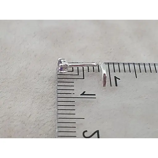 Серебряная серьга-пирсинг в нос. 1018.6С Сиреневый - фото 6