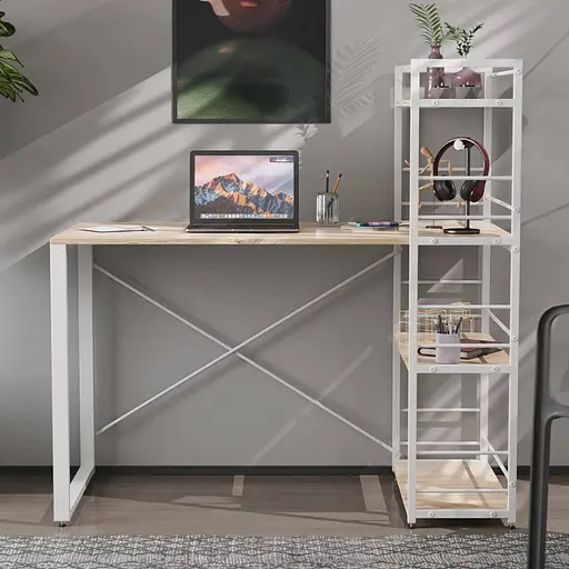 Письменный стол Ferrum-decor Серии Коннект с этажеркой 75x120x60 белый ДСП Дуб Сан-Марино 16мм (FRD-104226)