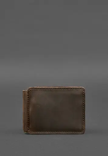 Кожаный портмоне 13.0 зажим темно-коричневый Crazy Horse - фото 2