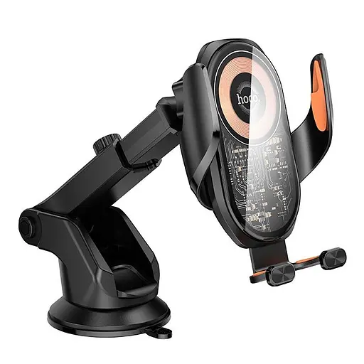 Держатель Hoco whale 3-axis linkage wireless fast charging car holder HW34 center console 15W - фото 2