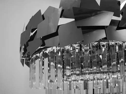 Елегантна кришталева люстра на 14 ламп, діаметром 60 см, колір-чорний хро. - фото 2