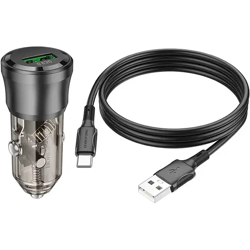 Автомобильное зарядное устройство Borofone BZ23 Transparent Black - фото 4