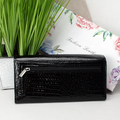 Гаманець чорний жіночий лаковий Fuerdanni 16601 на магніті - фото 3